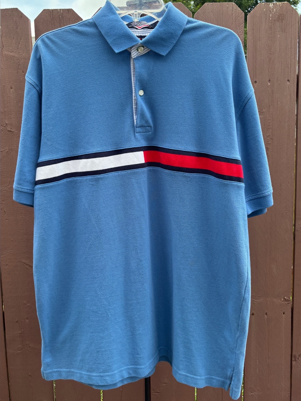 Vintage Tommy Hilfiger Blue Stripe Polo Shirt